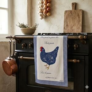 Beauville Kitchen Dish Tea Towel Chicken Poule French Rustic Farm Country 19x32
